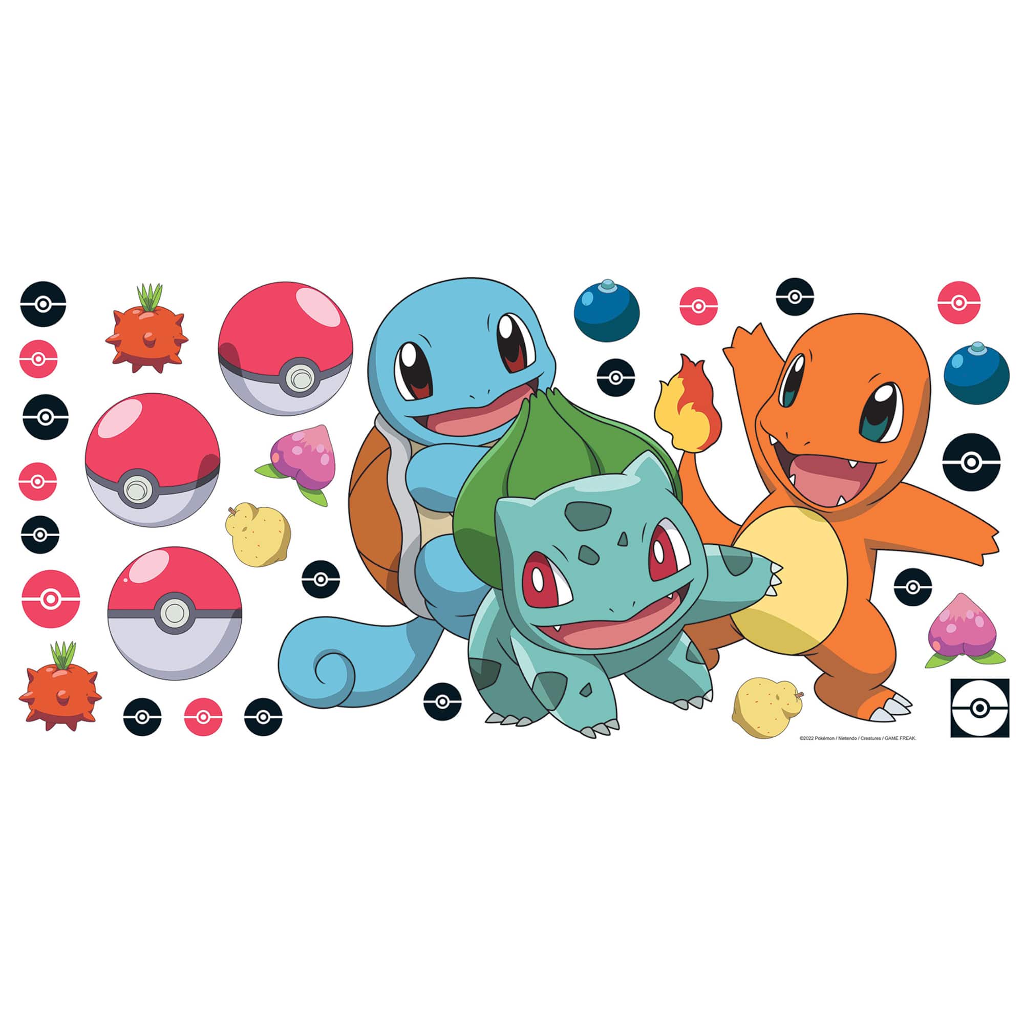 RoomMates Pokémon Squirtle, Charmander & Bulbasaur Peel & Stick Giant Wall Decals